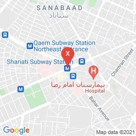 این نقشه، نشانی میلاد کریمی متخصص ارزیابی، درمان و مشاوره اختلالات گفتار، زبان و بلع کودکان و بزرگسالان در شهر مشهد است. در اینجا آماده پذیرایی، ویزیت، معاینه و ارایه خدمات به شما بیماران گرامی هستند.